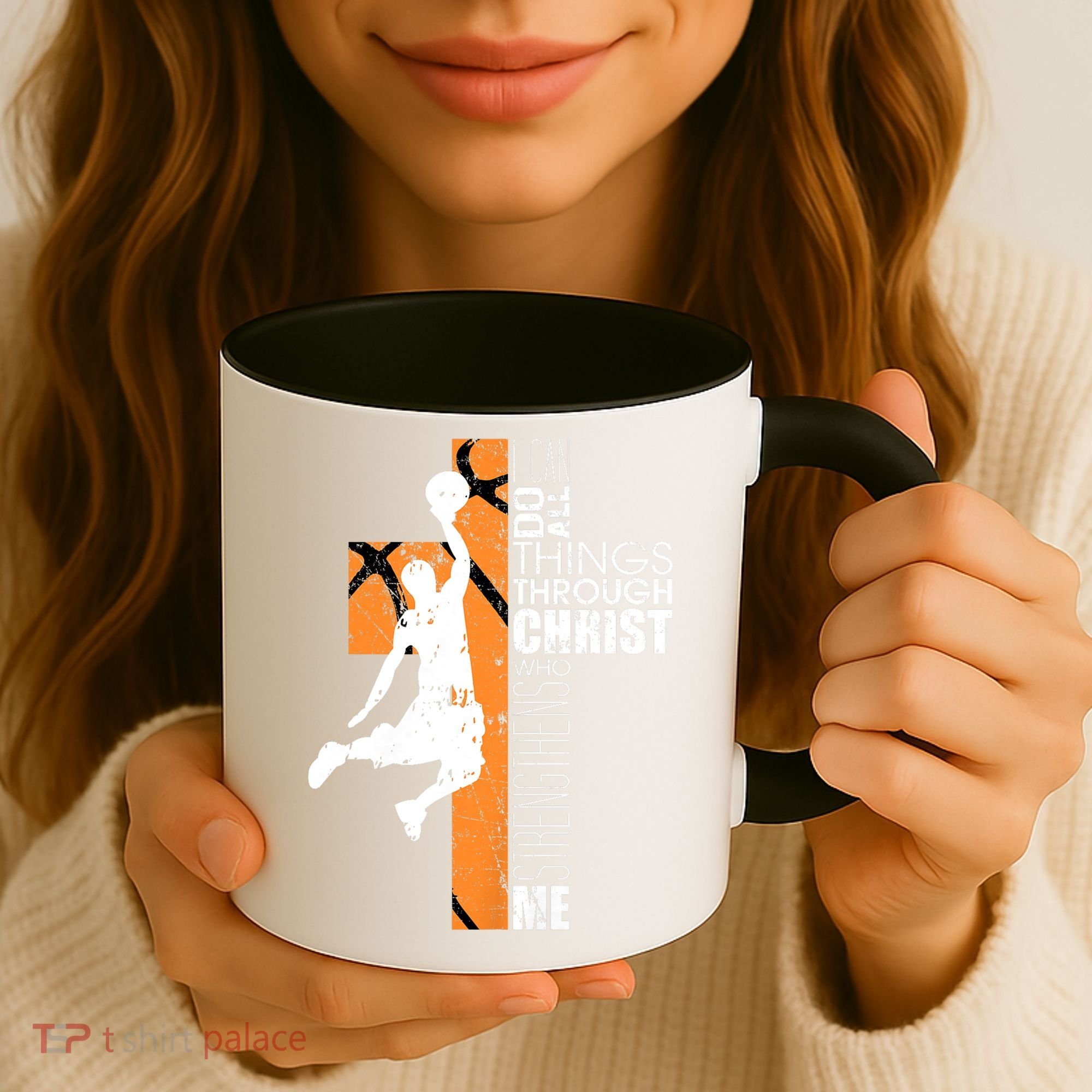 Christian Basketball Religious Bible Verse Philippians 4:13 Coffee Mug