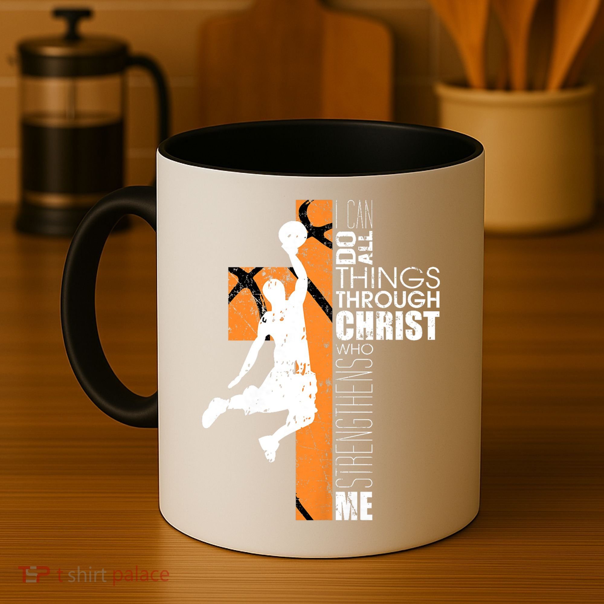 Christian Basketball Religious Bible Verse Philippians 4:13 Coffee Mug