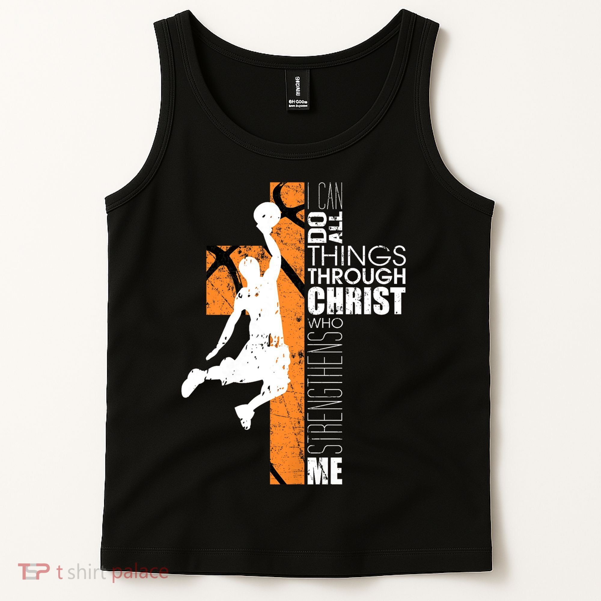 Christian Basketball Religious Bible Verse Philippians 4:13 Tank Top