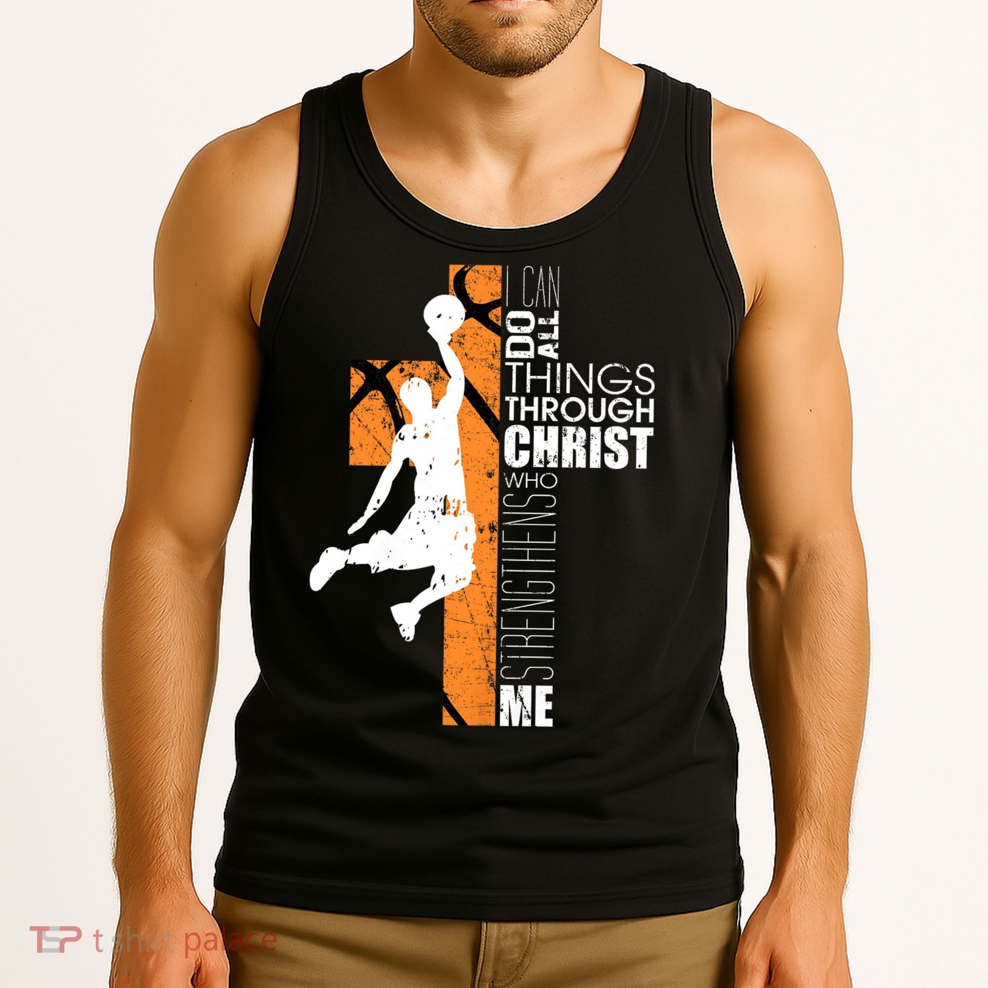 Christian Basketball Religious Bible Verse Philippians 4:13 Tank Top