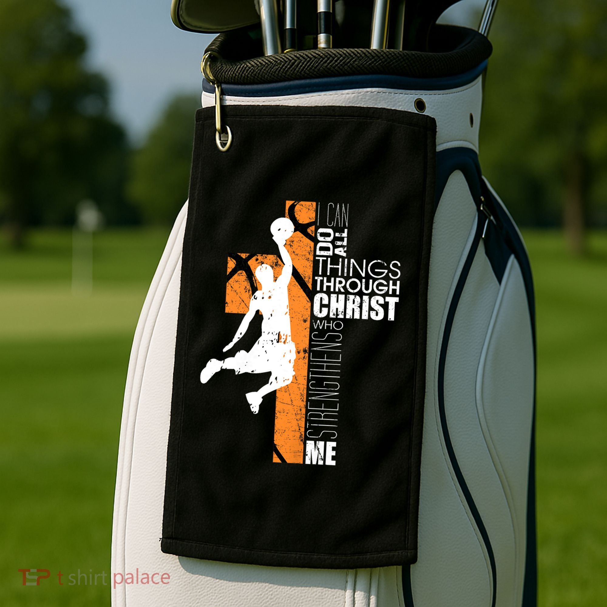 Christian Basketball Religious Bible Verse Philippians 4:13 Golf Towel