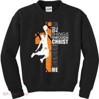 Christian Basketball Religious Bible Verse Philippians 4:13 Kids Sweatshirt thumb 0