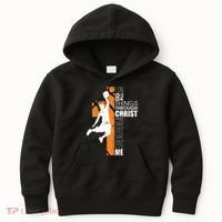 Christian Basketball Religious Bible Verse Philippians 4:13 Kids Hoodie thumb 0