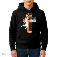 Christian Basketball Religious Bible Verse Philippians 4:13 Kids Hoodie thumb 4