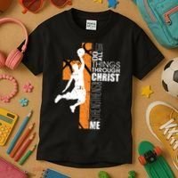 Christian Basketball Religious Bible Verse Philippians 4:13 Kids T-Shirt thumb 3