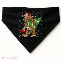 Christmas Bigfoot Santa Hat Tree Lights Xmas Sasquatch Funn USA-Made Doggie Bandana thumb 0