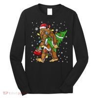 Christmas Bigfoot Santa Hat Tree Lights Xmas Sasquatch Funn Long Sleeve Shirt thumb 0