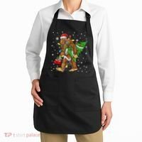 Christmas Bigfoot Santa Hat Tree Lights Xmas Sasquatch Funn Apron thumb 2