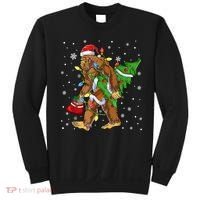 Christmas Bigfoot Santa Hat Tree Lights Xmas Sasquatch Funn Sweatshirt thumb 0