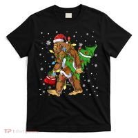 Christmas Bigfoot Santa Hat Tree Lights Xmas Sasquatch Funn T-Shirt thumb 0