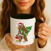 Christmas Bigfoot Santa Hat Tree Lights Xmas Sasquatch Funn Coffee Mug thumb 3