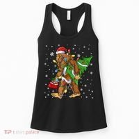 Christmas Bigfoot Santa Hat Tree Lights Xmas Sasquatch Funn Women's Tank Top thumb 0