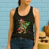 Christmas Bigfoot Santa Hat Tree Lights Xmas Sasquatch Funn Women's Tank Top thumb 2