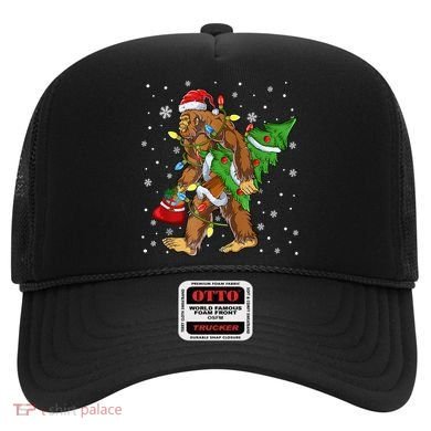 Christmas Bigfoot Santa Hat Tree Lights Xmas Sasquatch Funn Hat