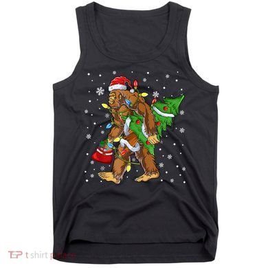 Christmas Bigfoot Santa Hat Tree Lights Xmas Sasquatch Funn Tank Top