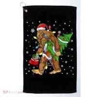 Christmas Bigfoot Santa Hat Tree Lights Xmas Sasquatch Funn Golf Towel thumb 0