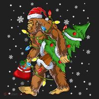 Christmas Bigfoot Santa Hat Tree Lights Xmas Sasquatch Funn Golf Towel thumb 3