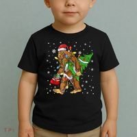 Christmas Bigfoot Santa Hat Tree Lights Xmas Sasquatch Funn Toddler T-Shirt thumb 2