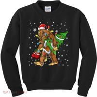 Christmas Bigfoot Santa Hat Tree Lights Xmas Sasquatch Funn Kids Sweatshirt thumb 0