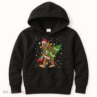 Christmas Bigfoot Santa Hat Tree Lights Xmas Sasquatch Funn Kids Hoodie thumb 0