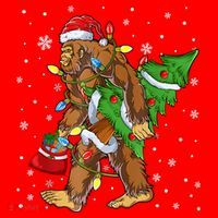 Christmas Bigfoot Santa Hat Tree Lights Xmas Sasquatch Funn Santa Hat thumb 1