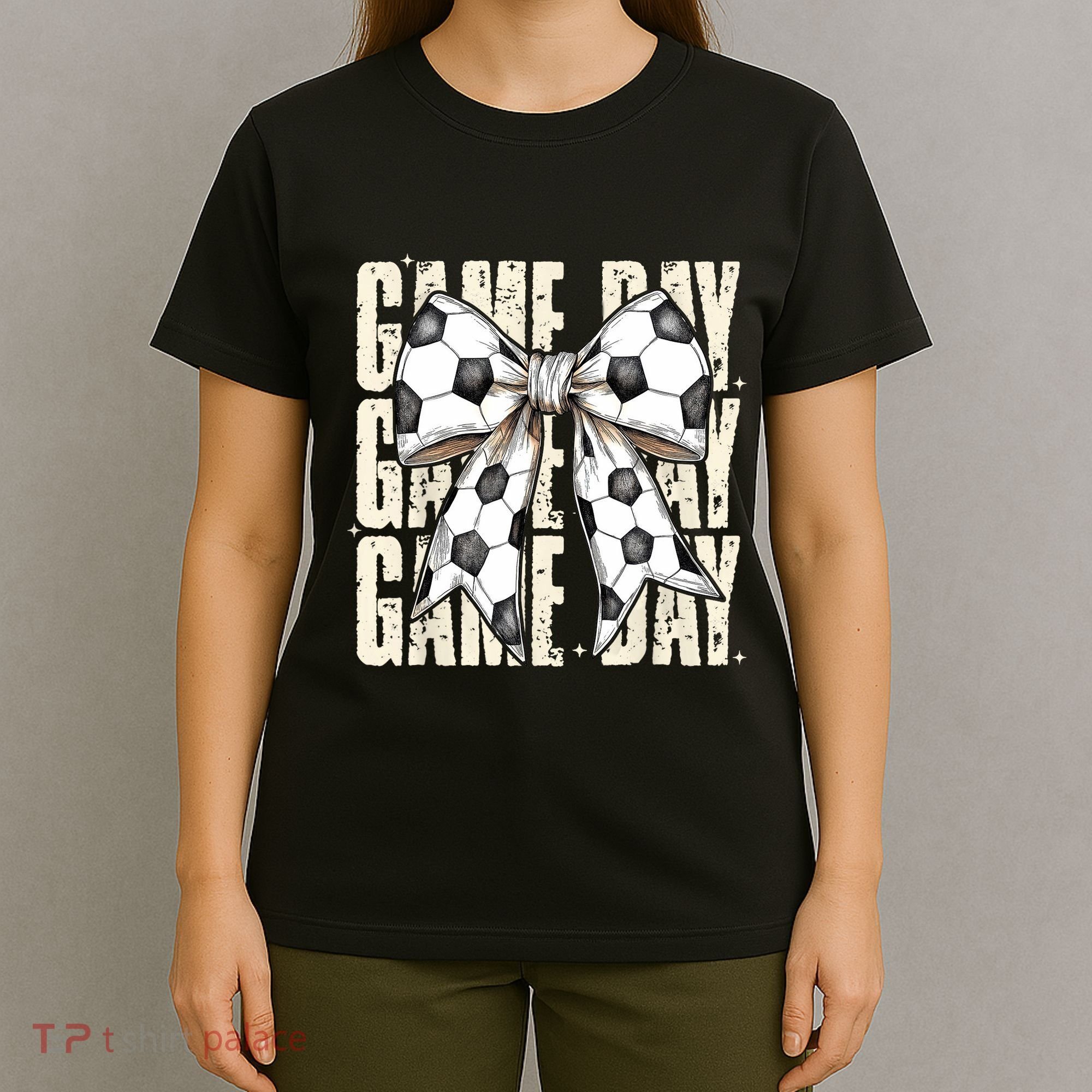 Coquette Bow Soccer Funny Game Day Soccer T-Shirt