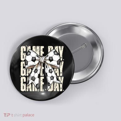 Coquette Bow Soccer Funny Game Day Soccer Button