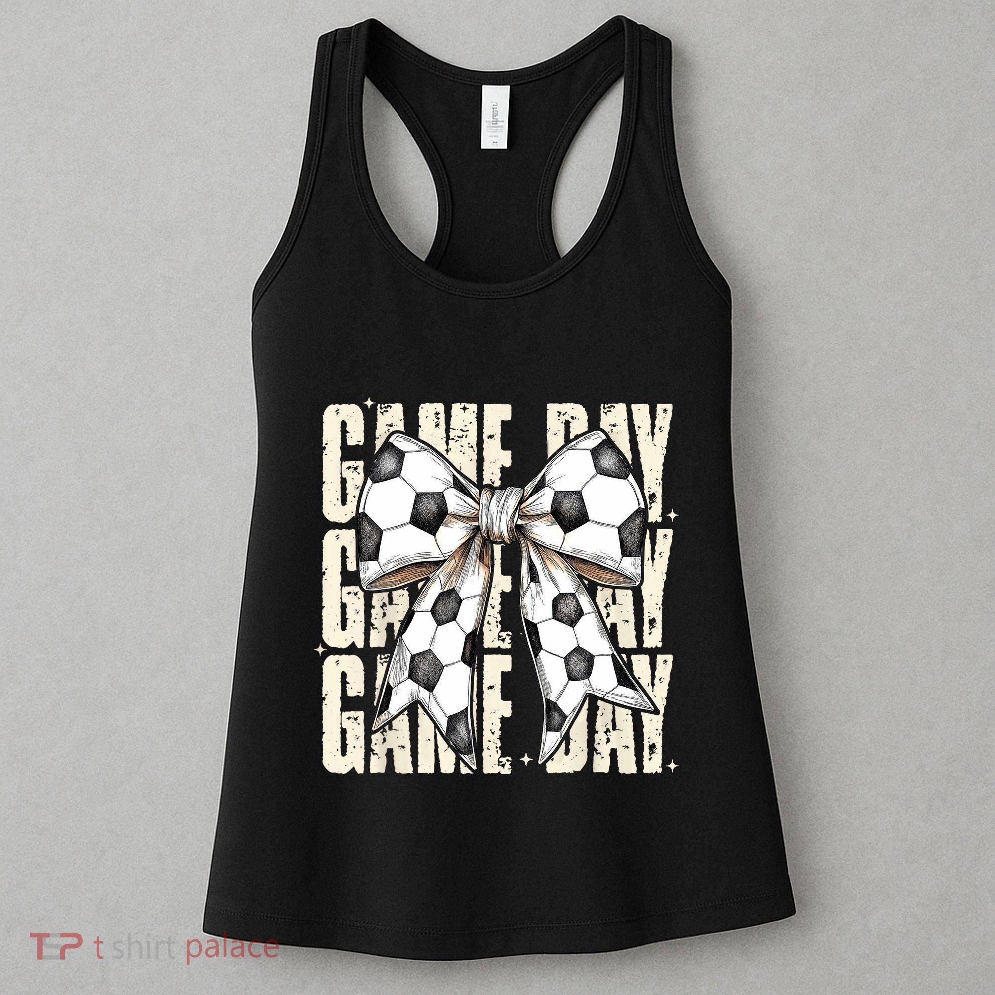 Coquette Bow Soccer Funny Game Day Soccer Women's Tank Top