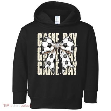 Coquette Bow Soccer Funny Game Day Soccer Toddler Hoodie