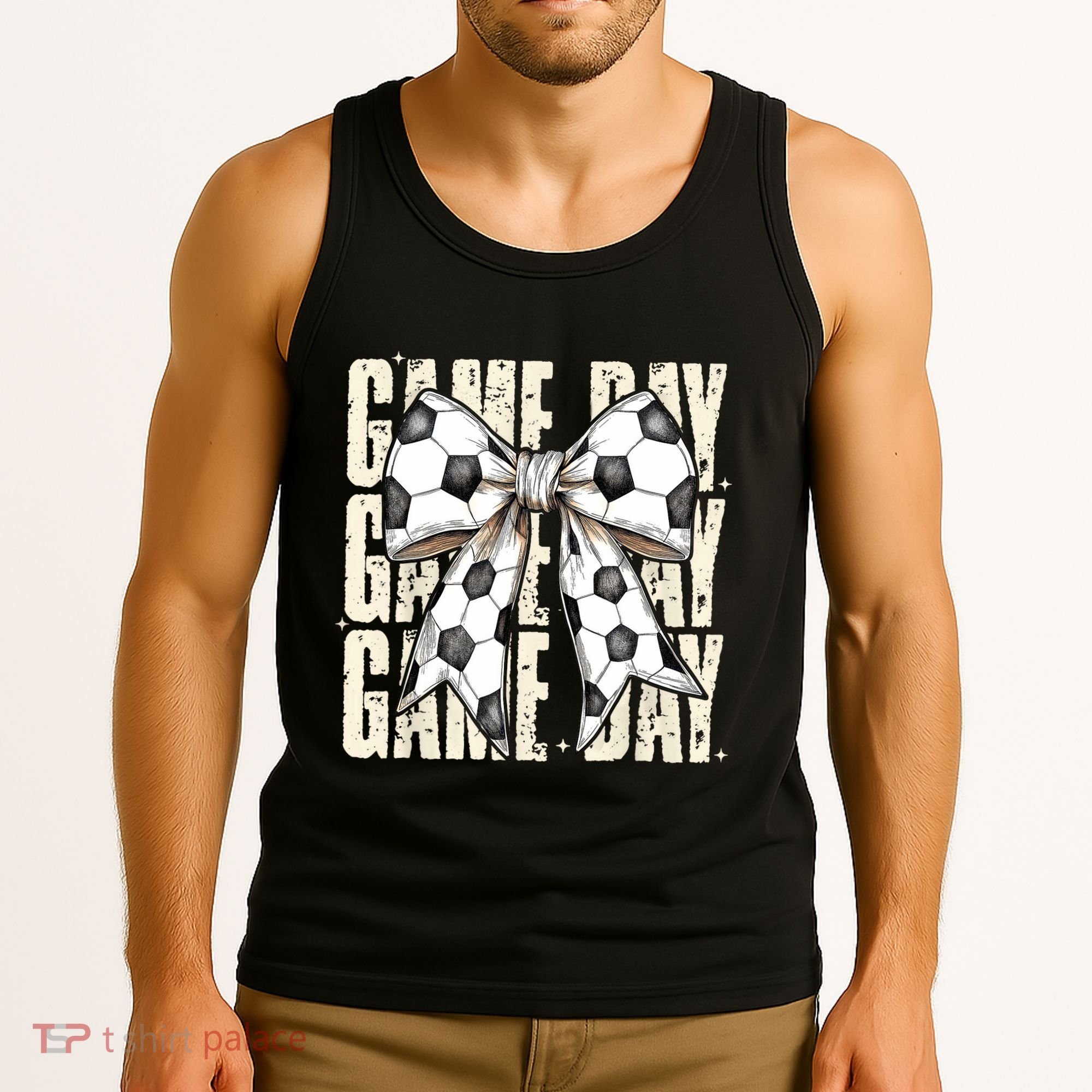 Coquette Bow Soccer Funny Game Day Soccer Tank Top