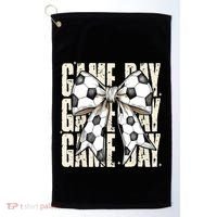 Coquette Bow Soccer Funny Game Day Soccer Golf Towel thumb 0