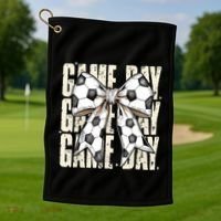 Coquette Bow Soccer Funny Game Day Soccer Golf Towel thumb 1