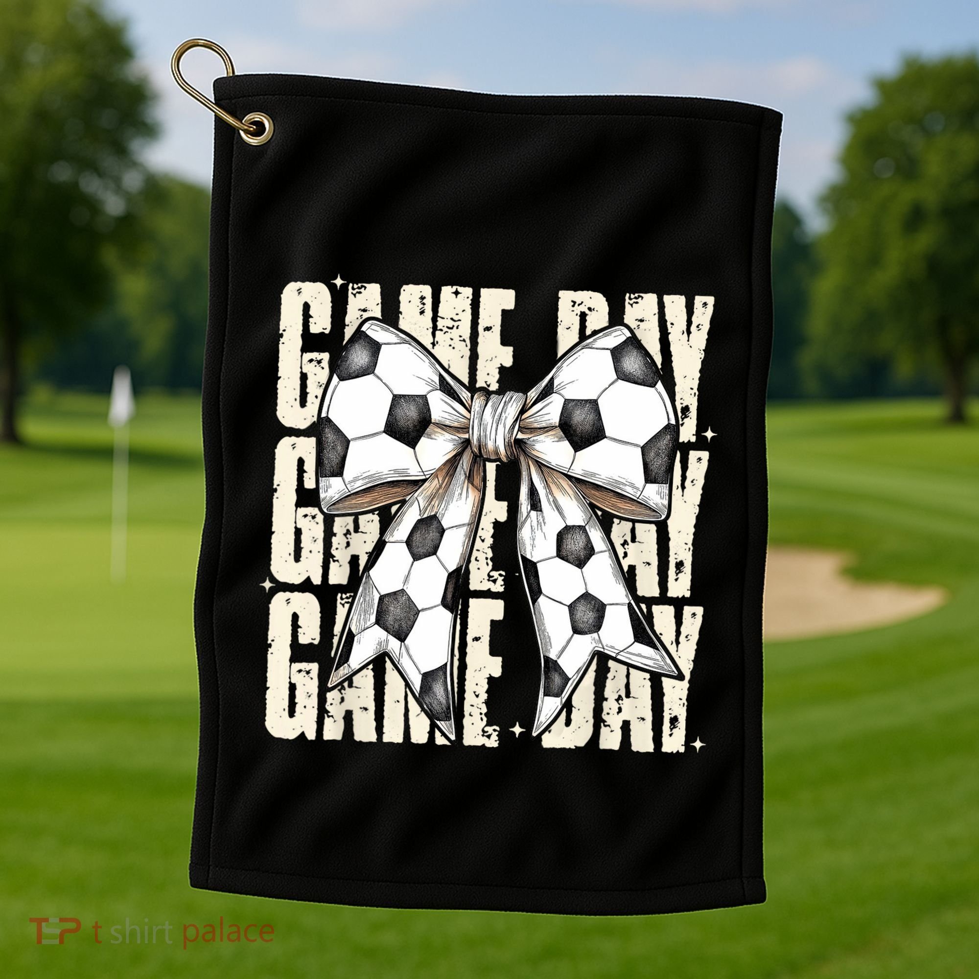 Coquette Bow Soccer Funny Game Day Soccer Golf Towel