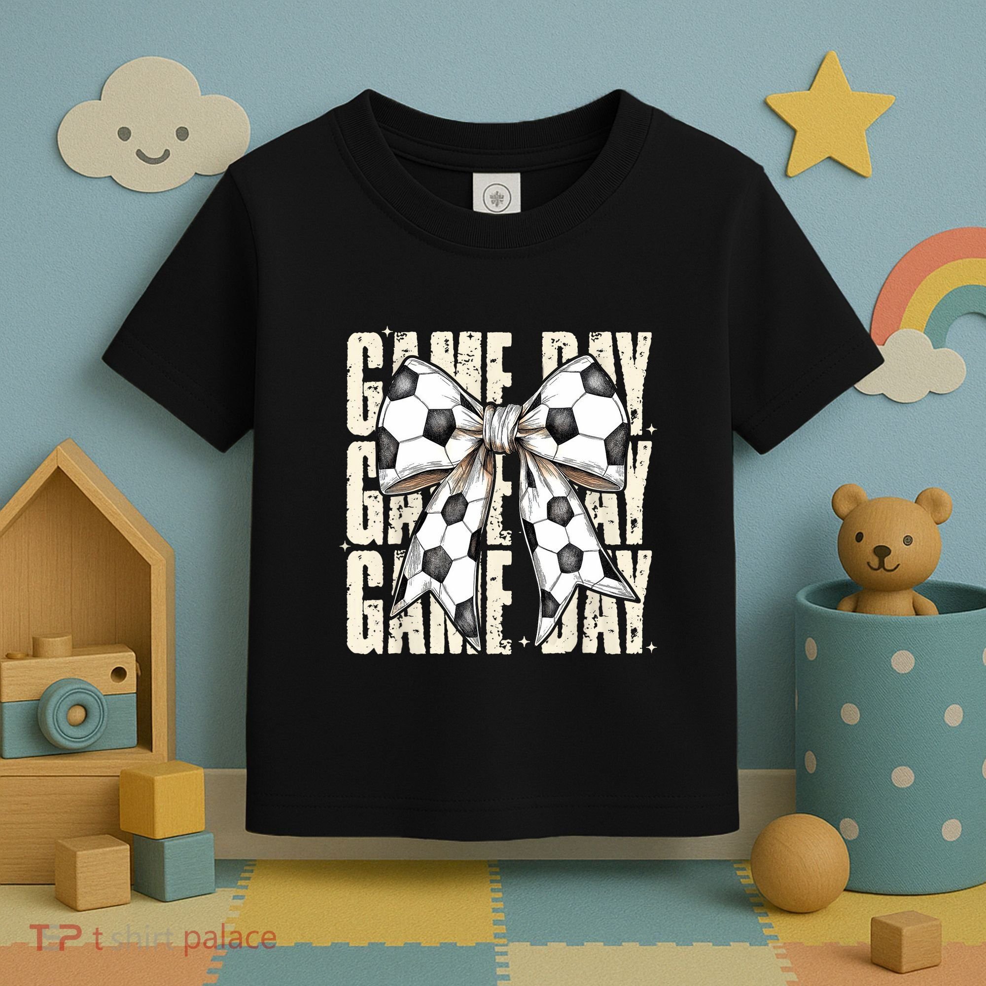 Coquette Bow Soccer Funny Game Day Soccer Toddler T-Shirt