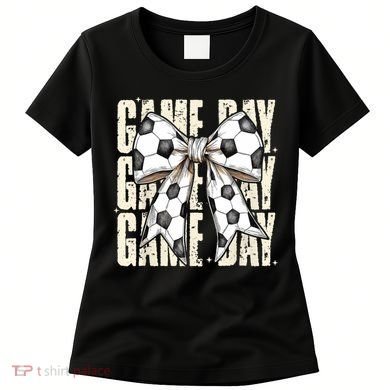 Coquette Bow Soccer Funny Game Day Soccer Women's T-Shirt