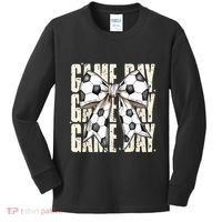 Coquette Bow Soccer Funny Game Day Soccer Kids Long Sleeve Shirt thumb 0