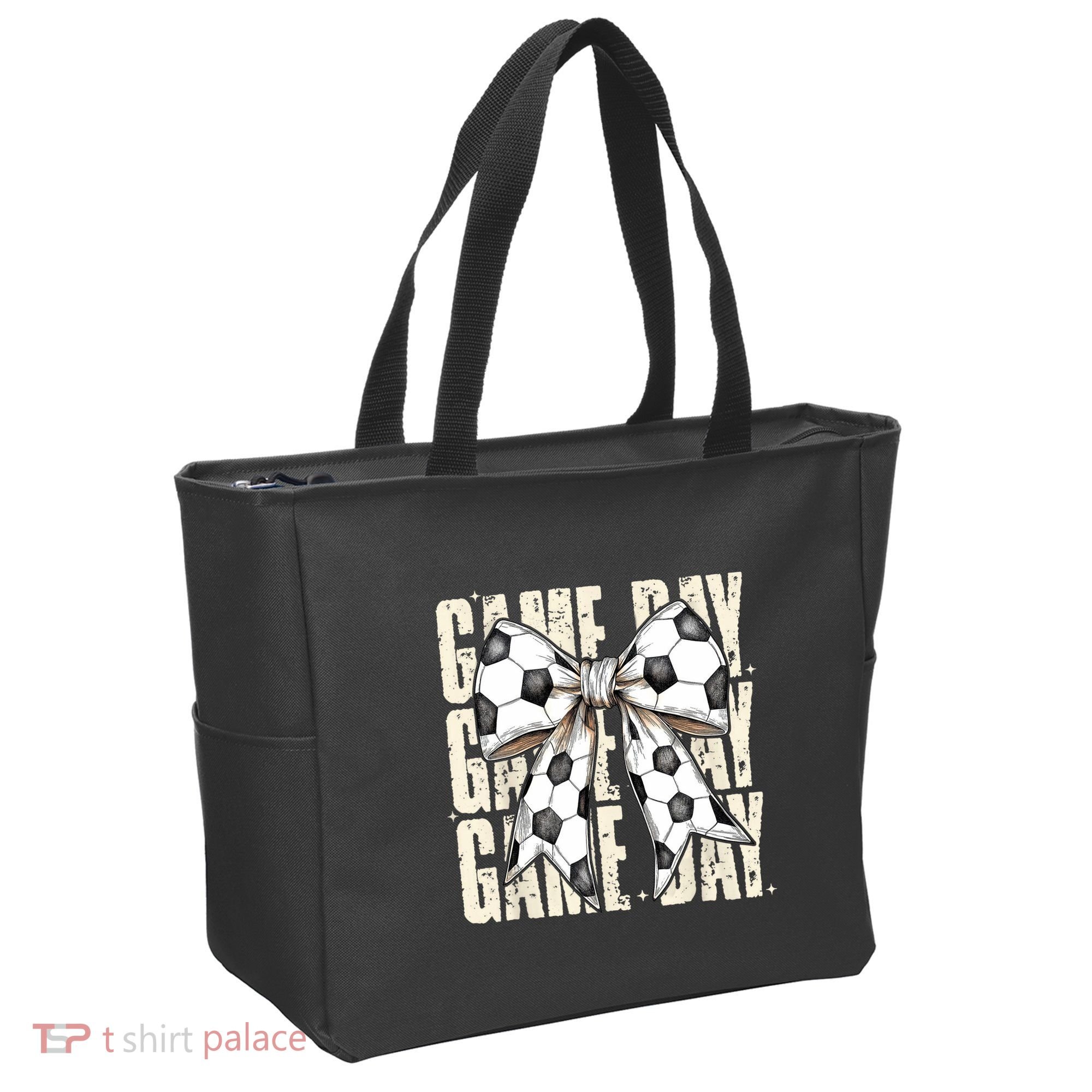 Coquette Bow Soccer Funny Game Day Soccer Tote Bag