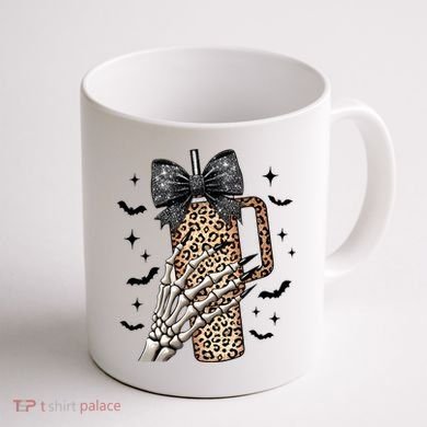 Coquette Bow Skeleton Bougie Coffee Mug back