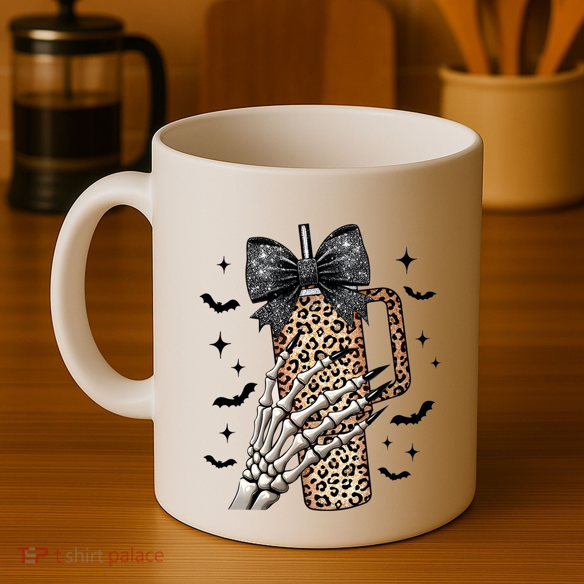 Coquette Bow Skeleton Bougie Coffee Mug