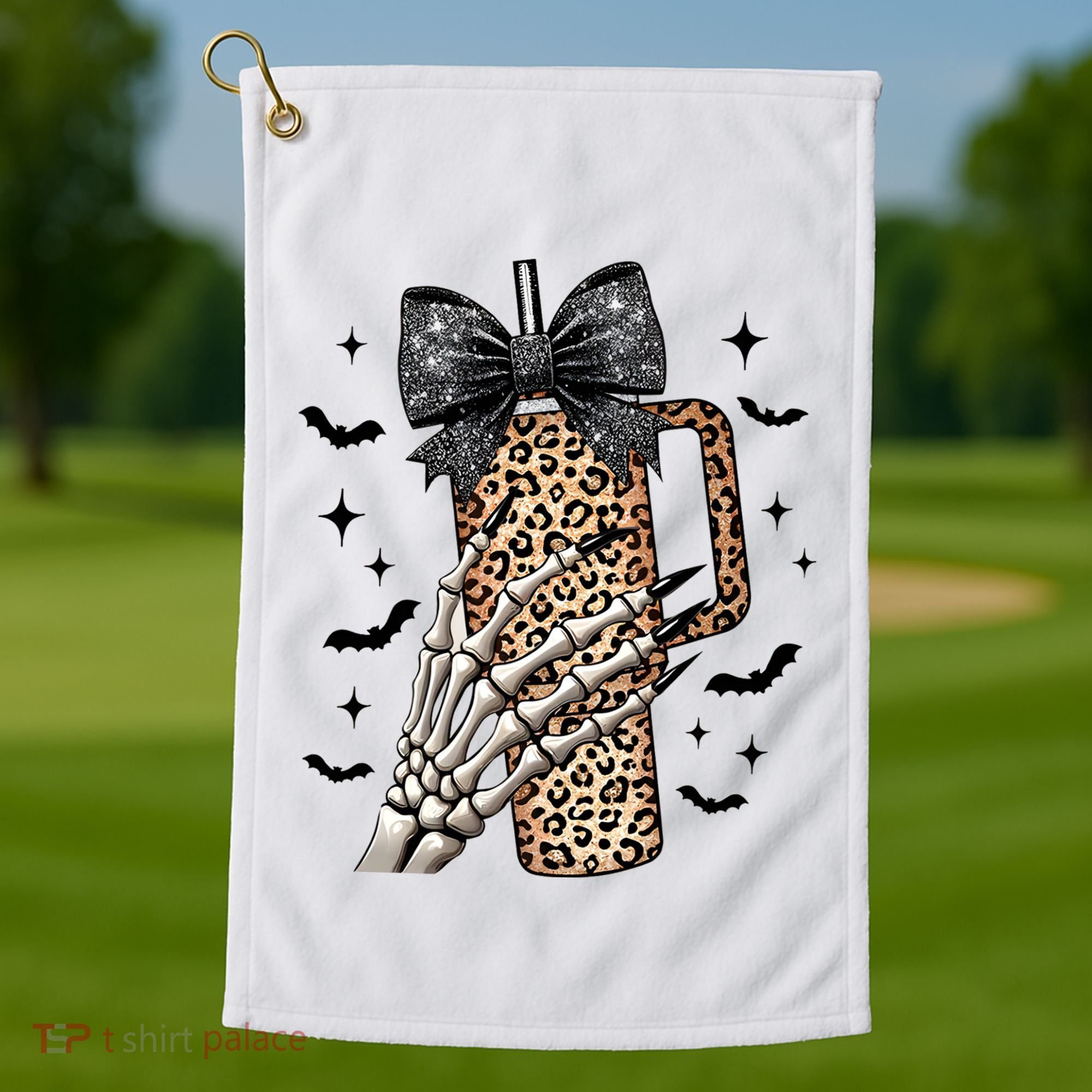 Coquette Bow Skeleton Bougie Golf Towel