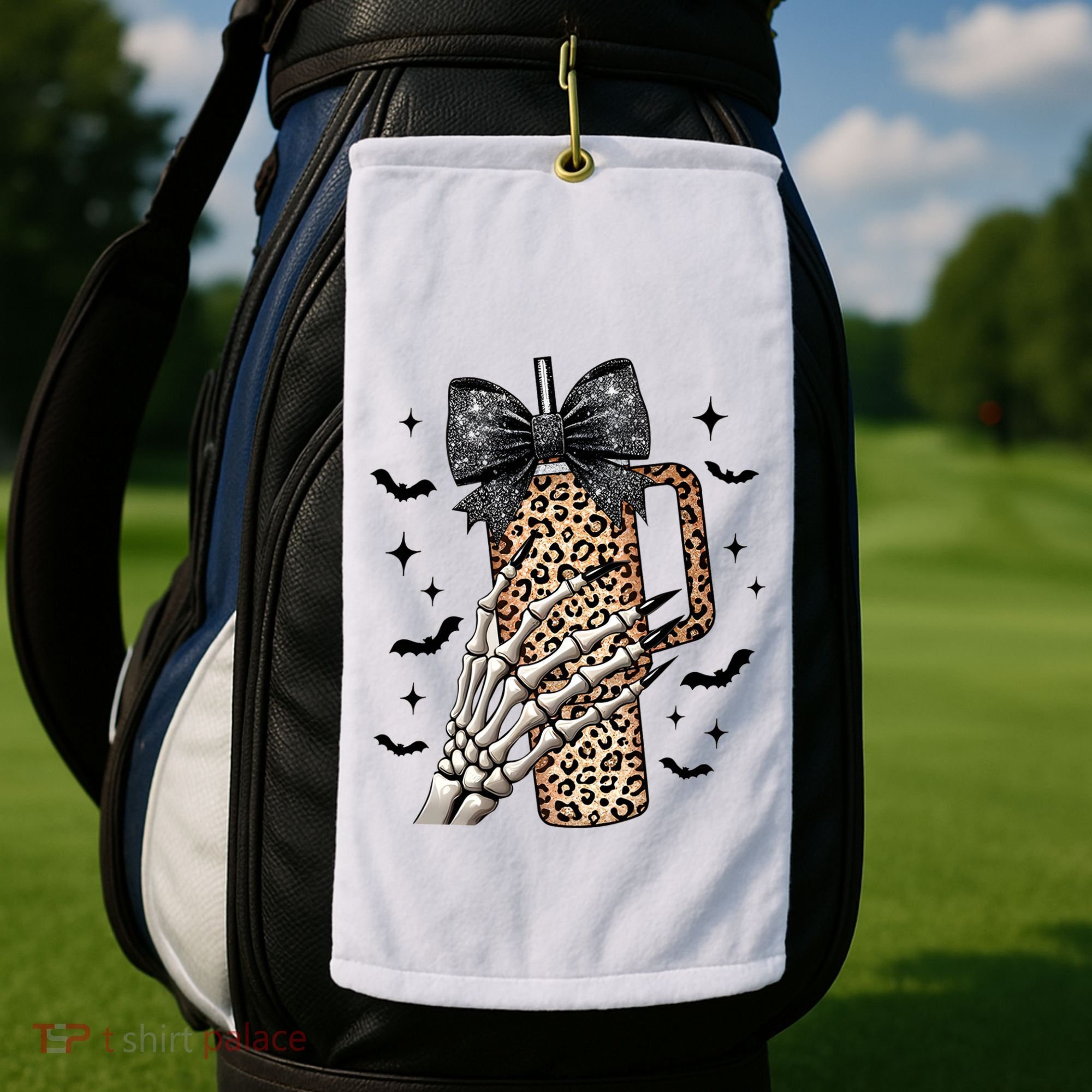 Coquette Bow Skeleton Bougie Golf Towel