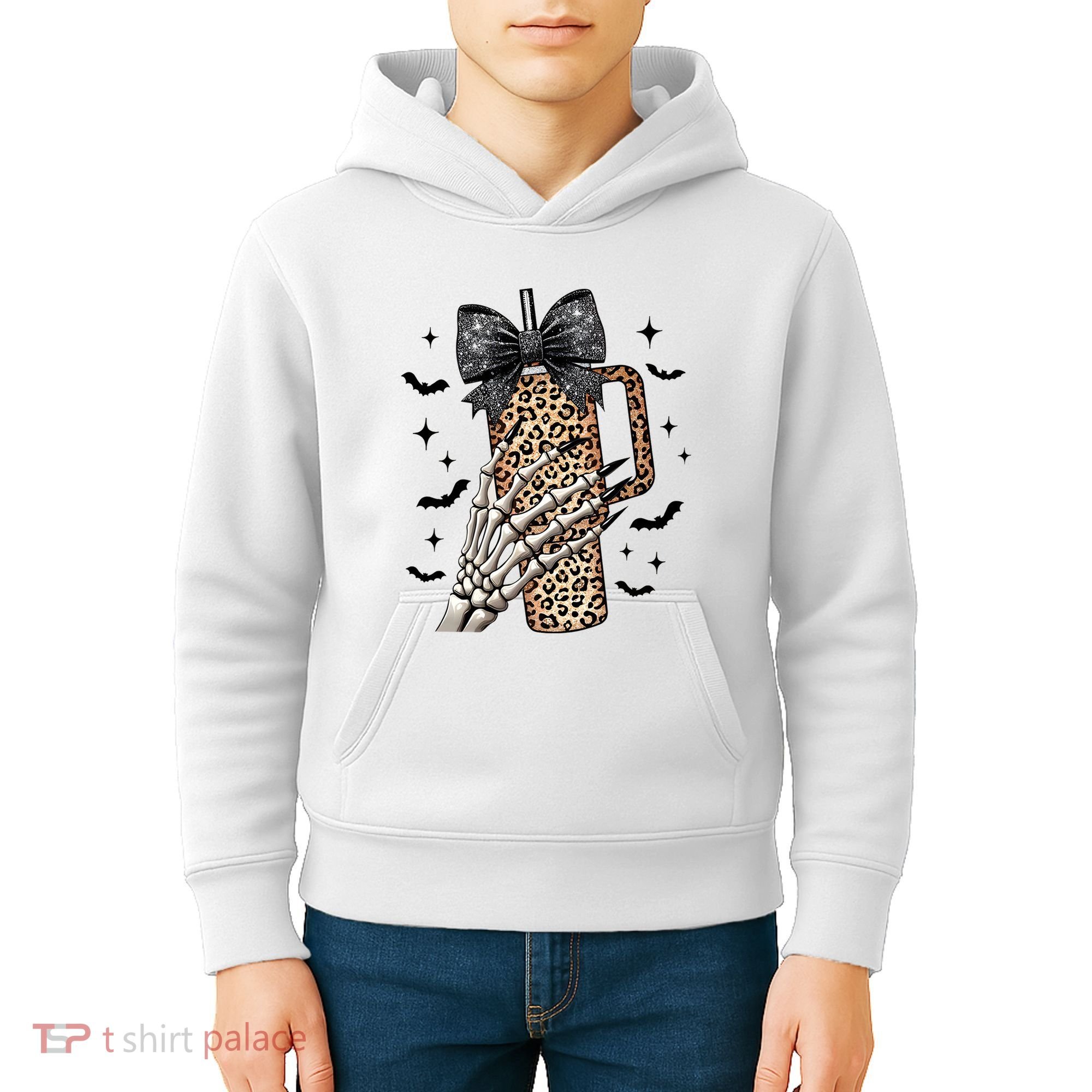 Coquette Bow Skeleton Bougie Kids Hoodie