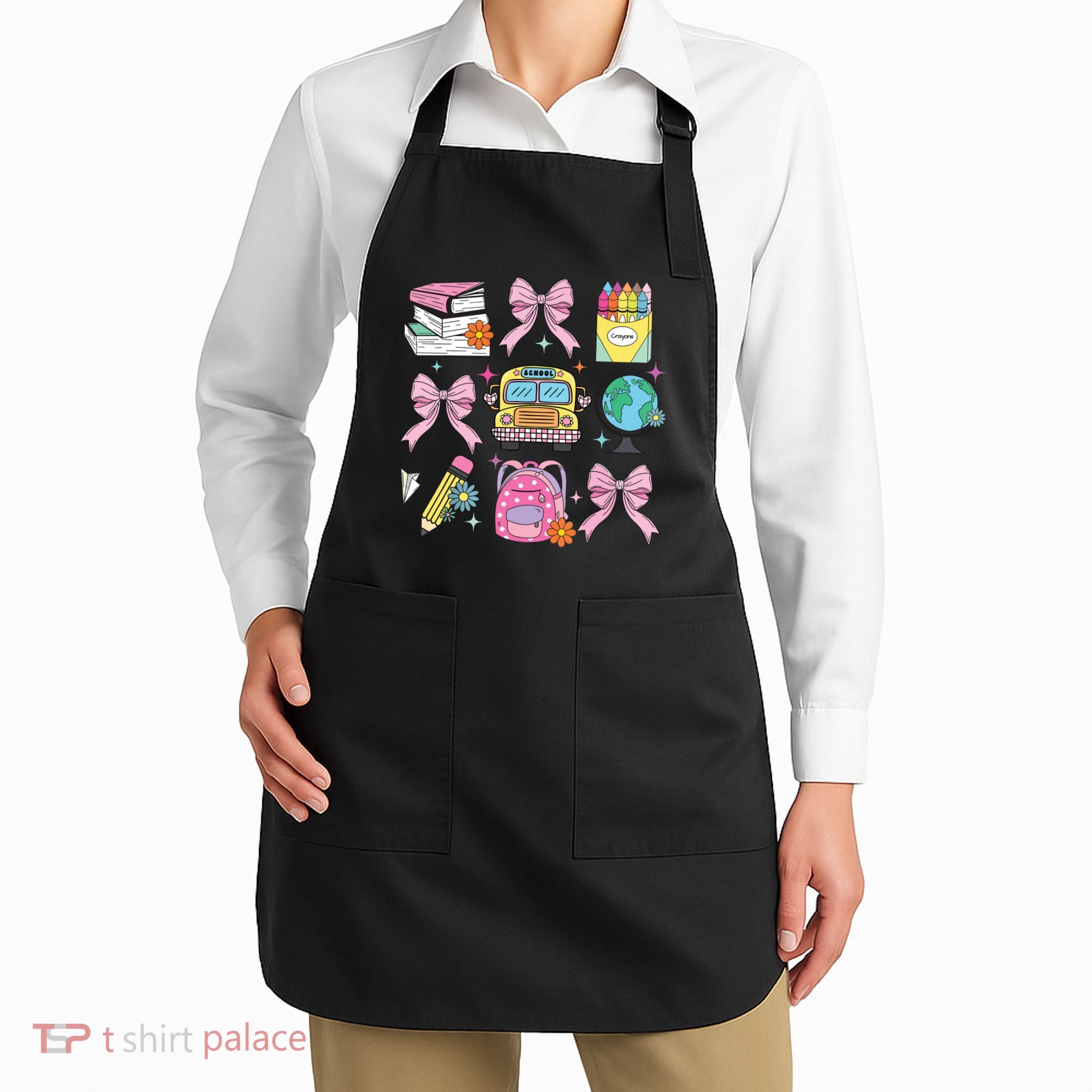 Coquette Bow Student Teacher Happy First Day Back To School Apron