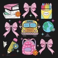 Coquette Bow Student Teacher Happy First Day Back To School Apron thumb 3