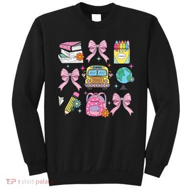 Coquette Bow Student Teacher Happy First Day Back To School Sweatshirt