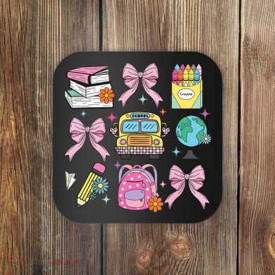 Coquette Bow Student Teacher Happy First Day Back To School Coaster