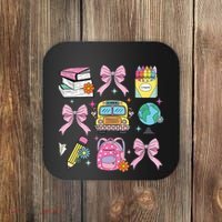 Coquette Bow Student Teacher Happy First Day Back To School Coaster thumb 0