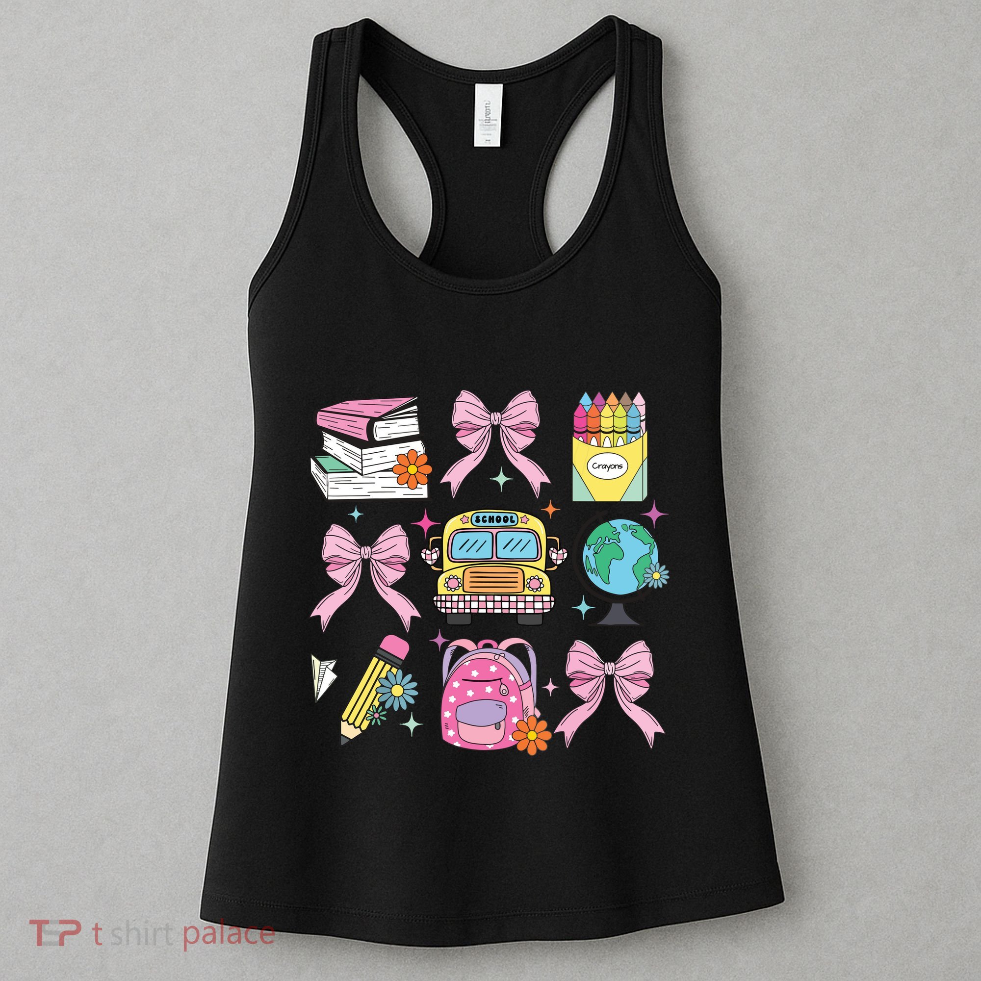 Coquette Bow Student Teacher Happy First Day Back To School Women's Tank Top