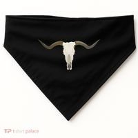 Cow Bull Steer Skull Cattle Longhorn Western USA-Made Doggie Bandana thumb 0
