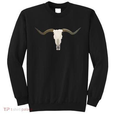 Cow Bull Steer Skull Cattle Longhorn Western Sweatshirt